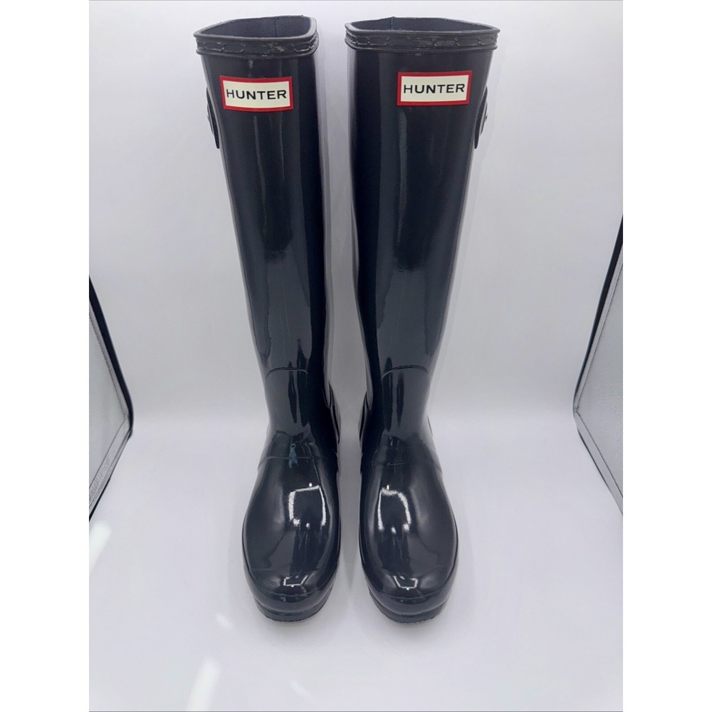 Hunter Original Tall Gloss Rain Boots Women's Size 8 Charcoal Gray - Picture 10 of 13